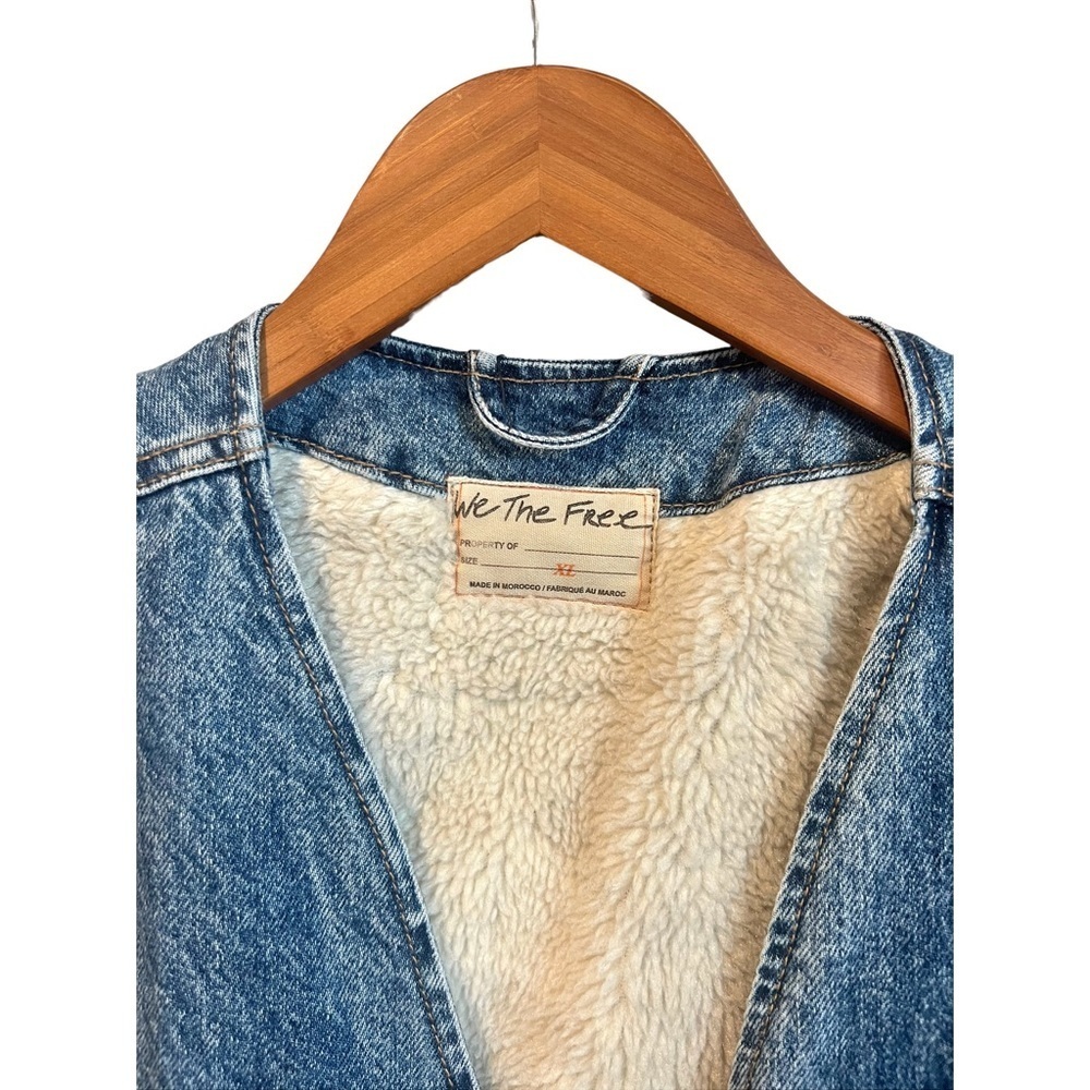 Nwt Free People Florence Ranch Sherpa Lined Denim Western Coastal Cowgirl Vest - Picture 7 of 14